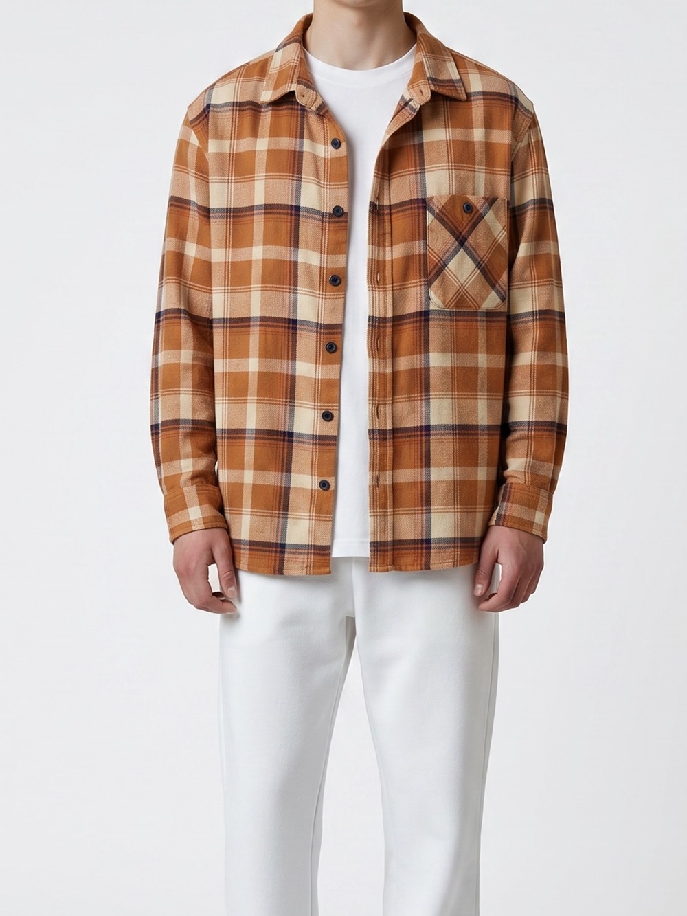 ▪️Alpine Design • Plaid Flannel Shirt Tan and Cream • Men’s Size X-Large